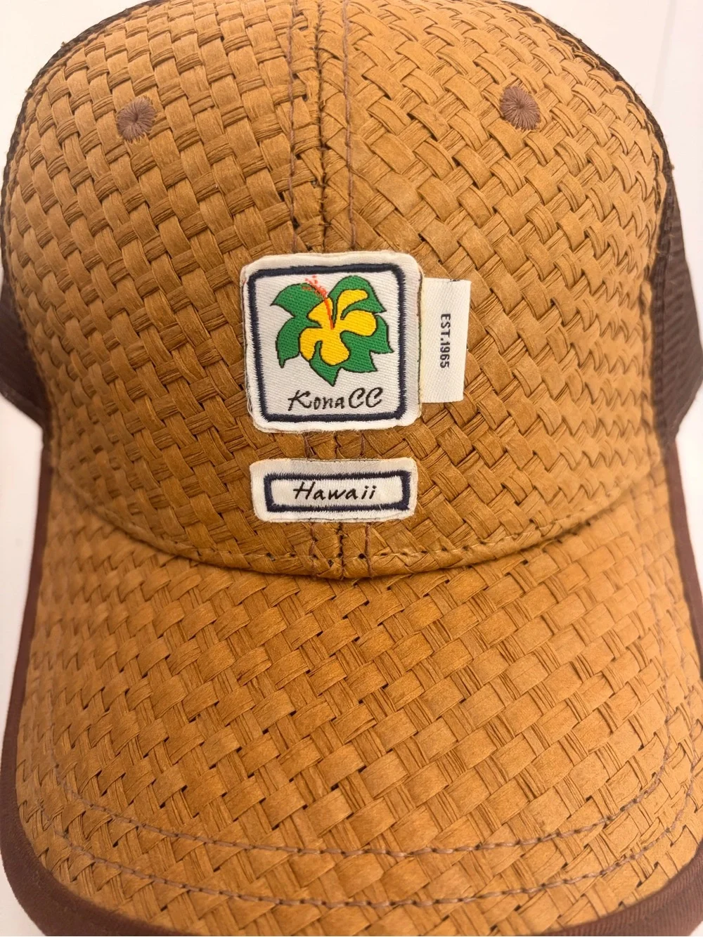 🌼Kona CC Hawaii Straw Trucker Hat - Mustard